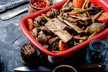 Dish beef bourguignon