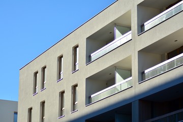 Futuristic architecture of apartment building