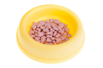 Healthy pet, pink vitamins to cats and dogs