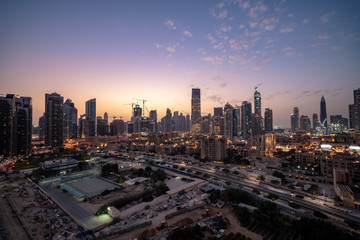 Fototapeta na wymiar UAE Dubai cityscape at Magic Hour