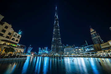 Burj Khalifa illuminated at Dubai, UAE