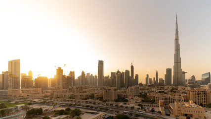Dubai cityscape at sunset time