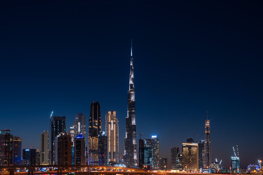 Dubai cityscape at night