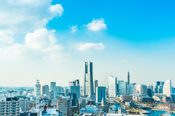 Fototapeta premium city skyline aerial view in Yokohama, Japan