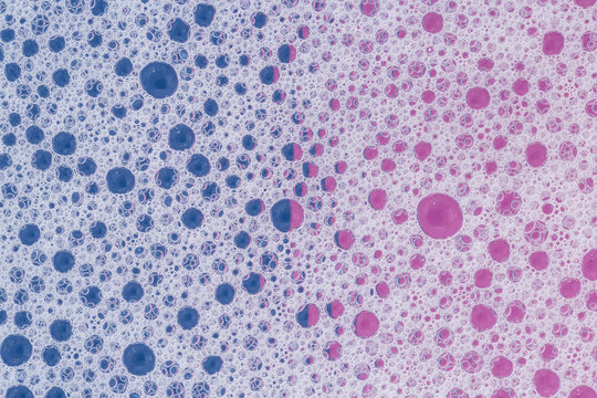 Abstract colorful backgrounds of soap foam or wash powder bubbles. Close-up
