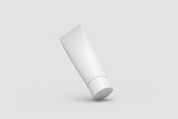 White glossy Plastic Tube for medicine or cosmetics - cream, gel, skin care, toothpaste. Realistic packaging Mock-up template. 3D rendering