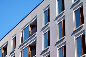 Futuristic architecture of apartment building