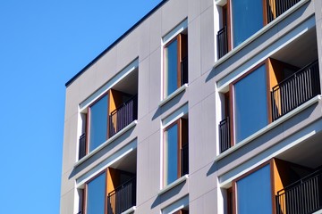 Futuristic architecture of apartment building