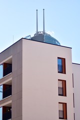 Futuristic architecture of apartment building