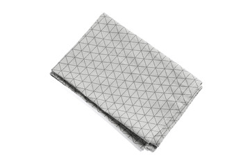 Folded grey napkin isolated on white background, top view