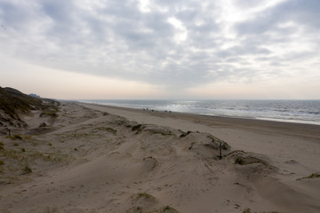 Dutch dunes by the sea from above