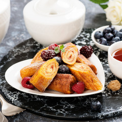 French Toast Roll with fresh berries.