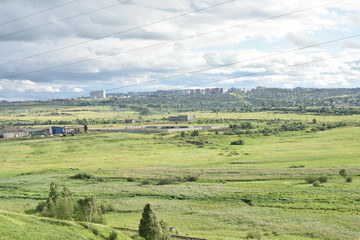 Fototapeta na wymiar panorama of green fields