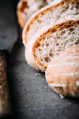 Sliced sourdough bread