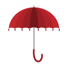 Red umbrella isolated on white background.