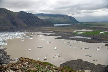  Svinafellsjokull glacier, part of Vatnajokull glacier. Skaftafel National Park on Iceland