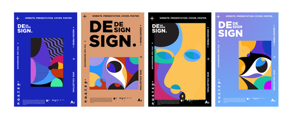 Abstract fun color pattern cartoon texture for doodle geometric background. Vector trend shape for brochure cover template design