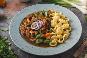 Goulash stew slow cook with pasta