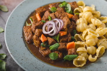 Goulash stew slow cook with pasta