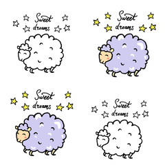 Sweet dreams postcard with sheep and stars