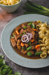 Goulash stew slow cook with pasta