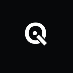 Letter IQ logo vector. Minimal typography logo in white on black background