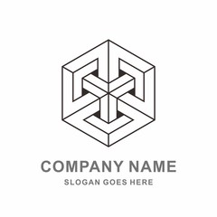 Geometric Triangle Hexagon Cube Space Box Architecture Interior Construction Business Company Stock Vector Logo Design Template