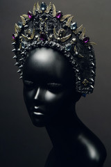 Gothic dark silver headpiece kokoshnik