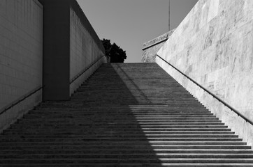 Fototapeta premium Modern staircase in Black and White. Valletta, Malta