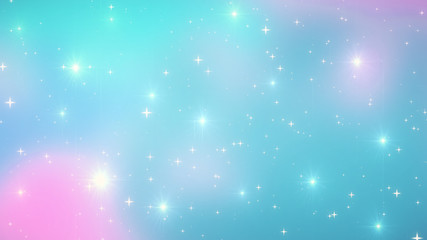 Holographic Abstract Kawaii universe princess colors Fantasy Pastel Fairy rainbow stars and blurs background. 