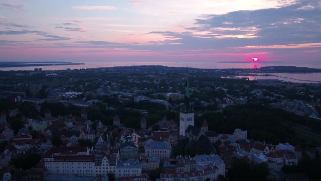 Aerial Estonia Tallinn June 2018 Sunset 30mm 4K Inspire 2 Prores  Aerial video of downtown Tallinn in Estonia at sunset.