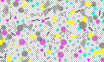 Pop art color background. Memphis pattern