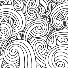 Zentangle sand swirl pattern background and coloring book, coloring page or colouring picture. Hand drawn black picture. Abstract wave monochrome design. Monochrome texture. - Vector graphics.