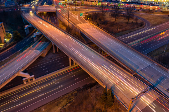 Aerial of Moving Cars On Highway © Jin