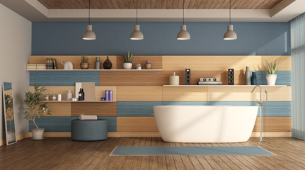 Naklejka na ściany i meble Modern wooden bathroom