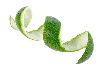 Fresh lime peel isolated on white background, healthy food.