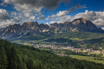 landscape forest in trentino with dolomiti mountain