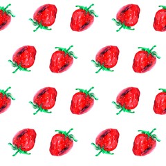 Watercolor sketch of strawberry. Seamless background.