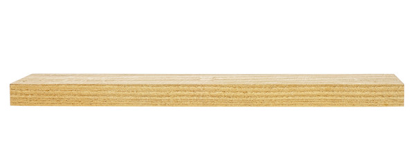 Wooden board isolated on white background. Oak wooden beam. Wooden block.