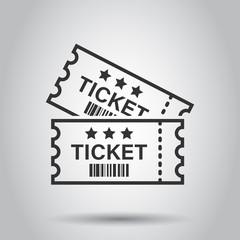 Cinema ticket icon in flat style. Admit one coupon entrance vector illustration on white background. Ticket business concept.