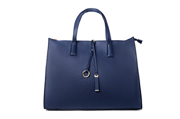 Blue female bag on white background
