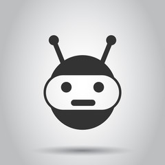 Cute robot chatbot icon in flat style. Bot operator vector illustration on white background. Smart chatbot character business concept.