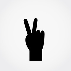 Hand gesture symbol, victory icon vector illustration.
