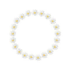 Watercolor white primrose wreath isolated on a blank background