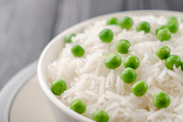Bowl of rice and peas