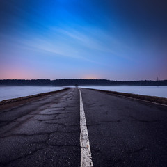 Fototapeta na wymiar Night landscape of winter road.