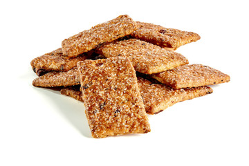 Cookies with raisins sprinkled with sugar on a white background