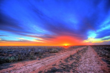 Fototapeta na wymiar Lonely track across Australian outback
