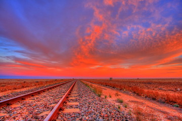 Fototapeta na wymiar Indian-Pacific railway across the Nullarbor