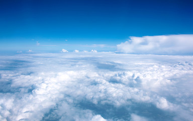 Airplane and blue sky. 